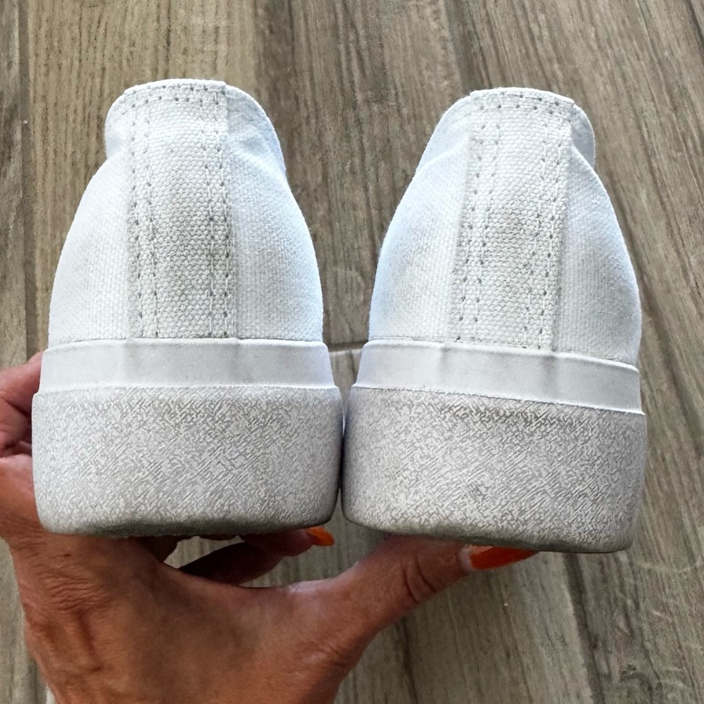White Canvas Platform Sneakers - Picture 4 of 7